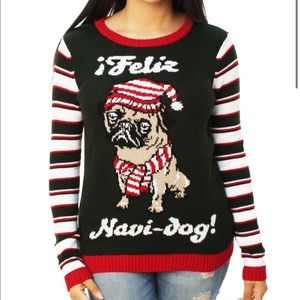 Ugly Christmas Sweater Feliz Navi-Dog Crew Neck